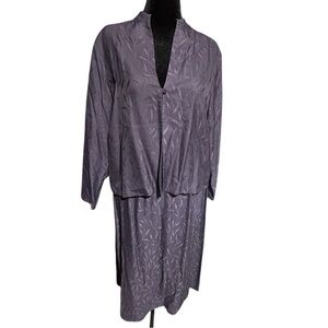 Eileen Fisher Women’s Large Purple Textured 2pc Set skirt Jacket Italian Fabric